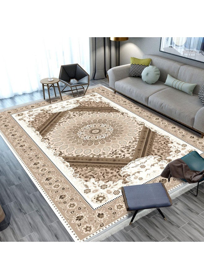 SMART HOME Large padded floor mat with a soft velvet surface and non-slip backing - Living room rug - Majlis rug - Lounge rug - Luxurious decorative rug - Elegant rug with modern patterns for living rooms and majlis - Size 350x250 cm - Suitable for everyday use and entertaining - Image 2